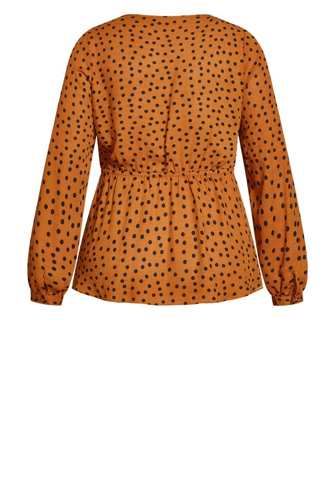 Dotty Wrap Top - caramel, ORANGE, alternate image number 4