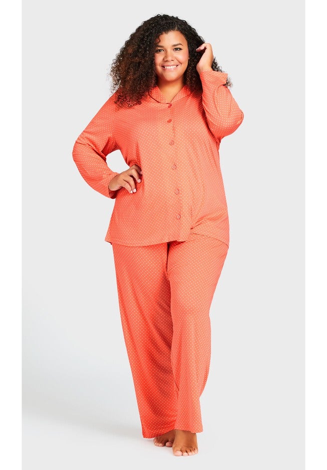 Button Print Sleep Top, PEACH SPOT, hi-res image number 0