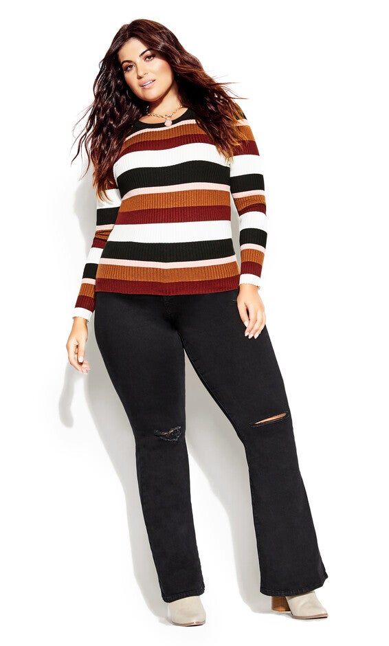 70's Stripe Sweater - beetroot, BLACK, alternate image number 6