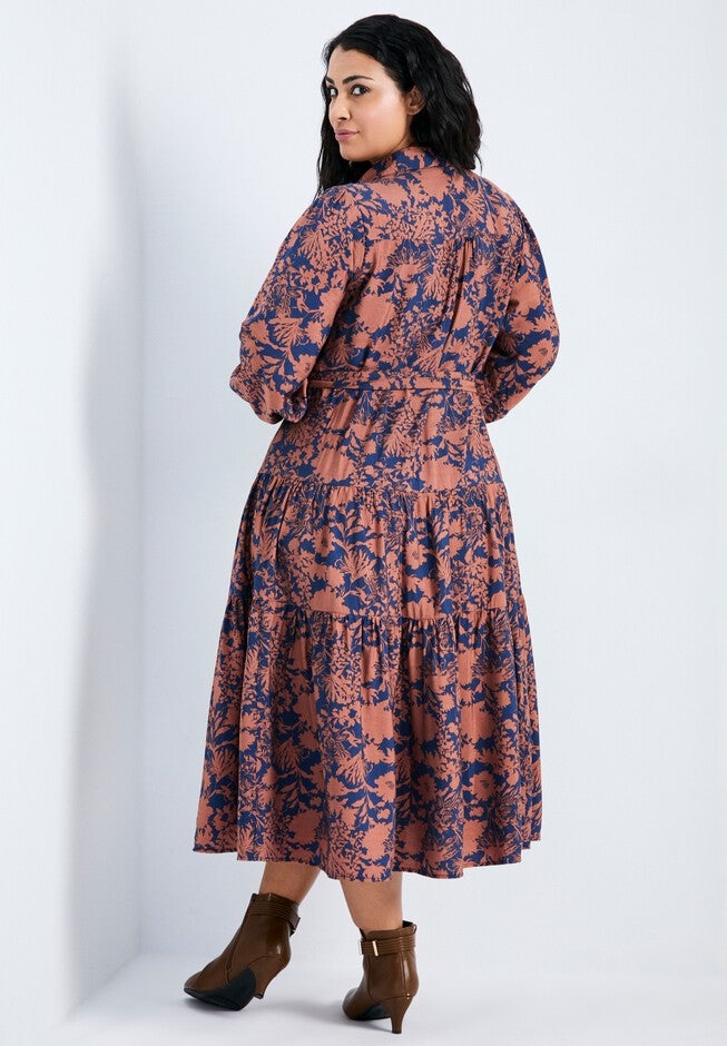 Marianne Printed Tiered Shirtdress, WHIMSY FLORAL, on-hover image number null