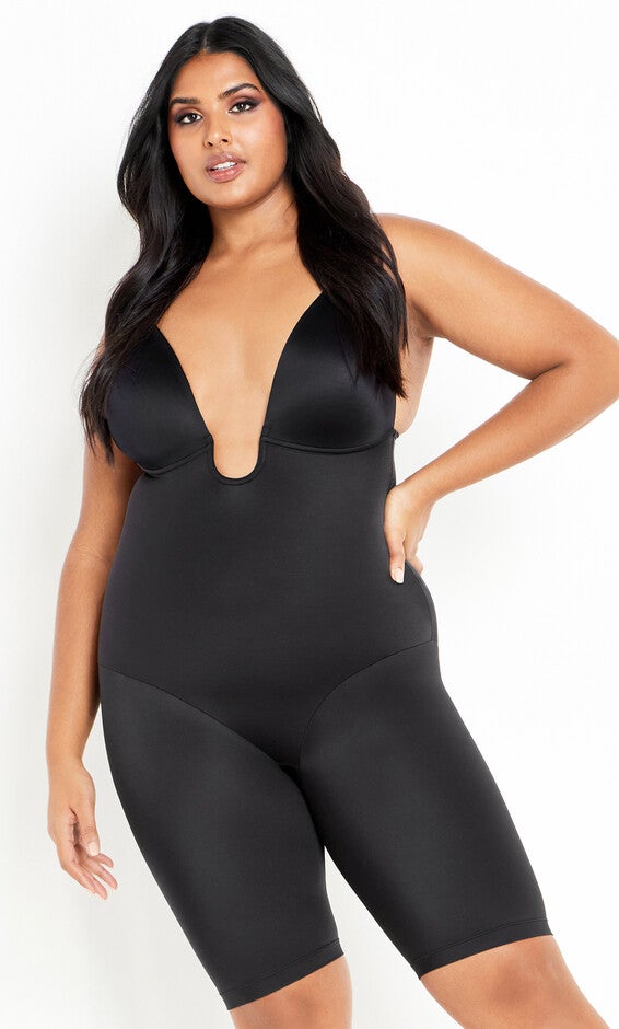 Smooth & Chic Plunge Bodyshaper - black, BLACK, hi-res image number 0