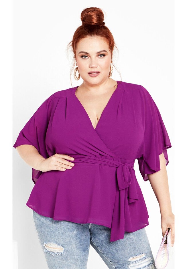 Elegant Wrap Top - magenta, PINK, hi-res image number 0