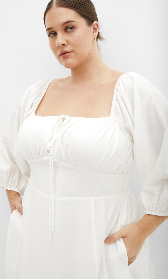 Abbigail Elbow Sleeve Dress - ivory, WHITE, alternate image number null