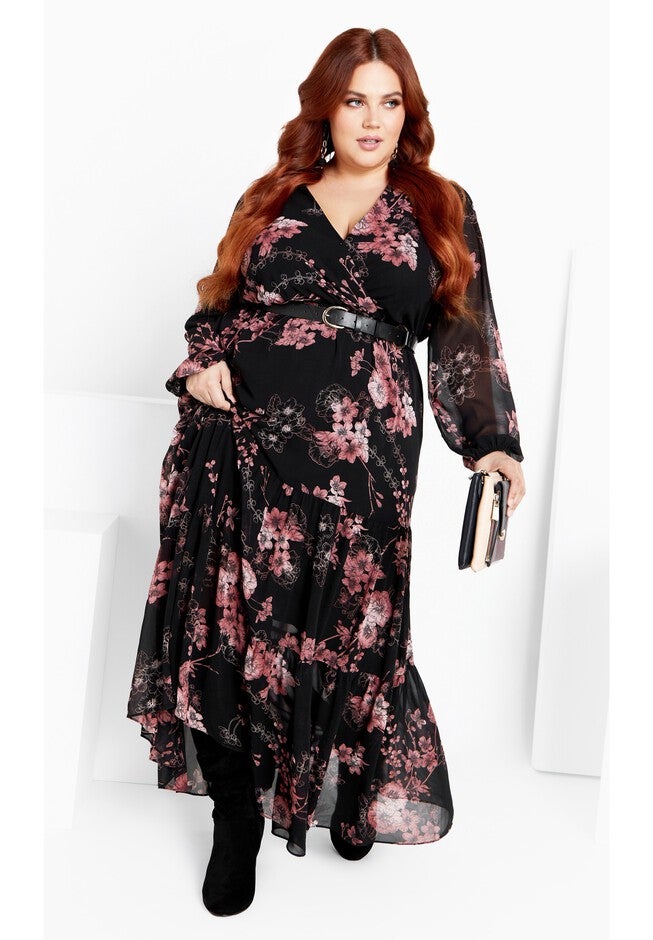Bold Blossom Maxi Dress - black, BLK BOLD BLSM, on-hover image number null