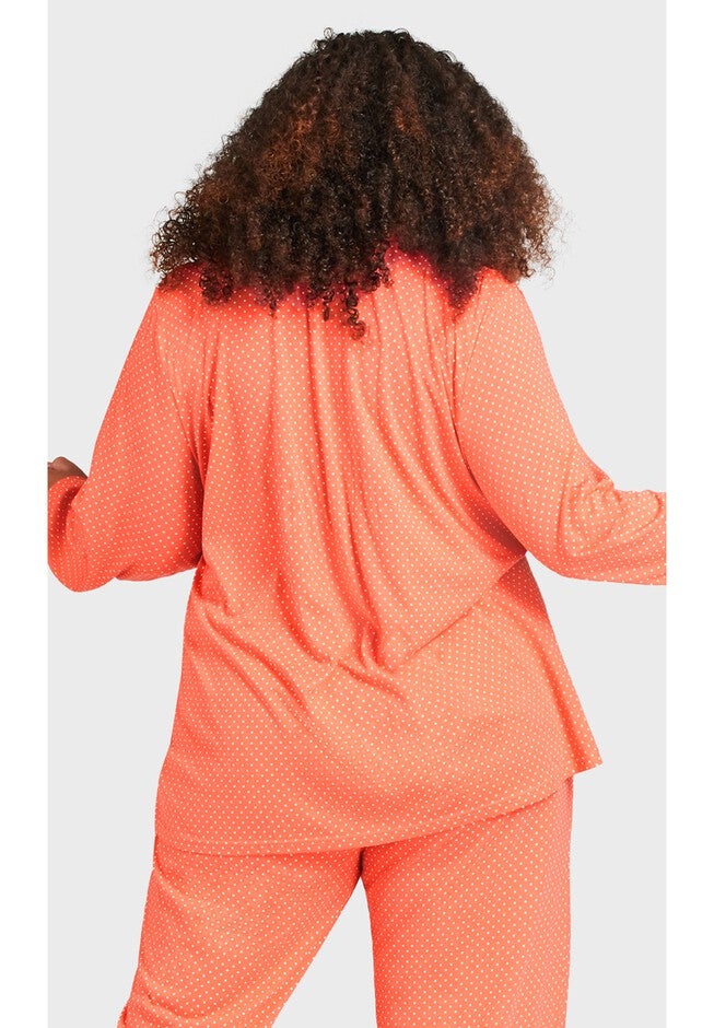 Button Print Sleep Top, PEACH SPOT, alternate image number 4