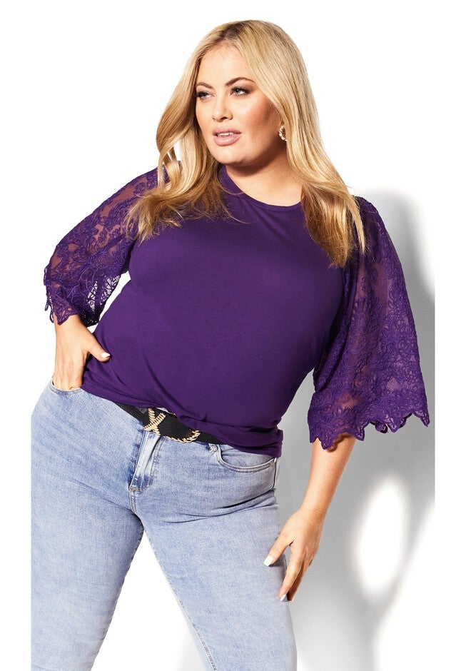 Embroidered Angel Top - petunia, PURPLE, hi-res image number 0