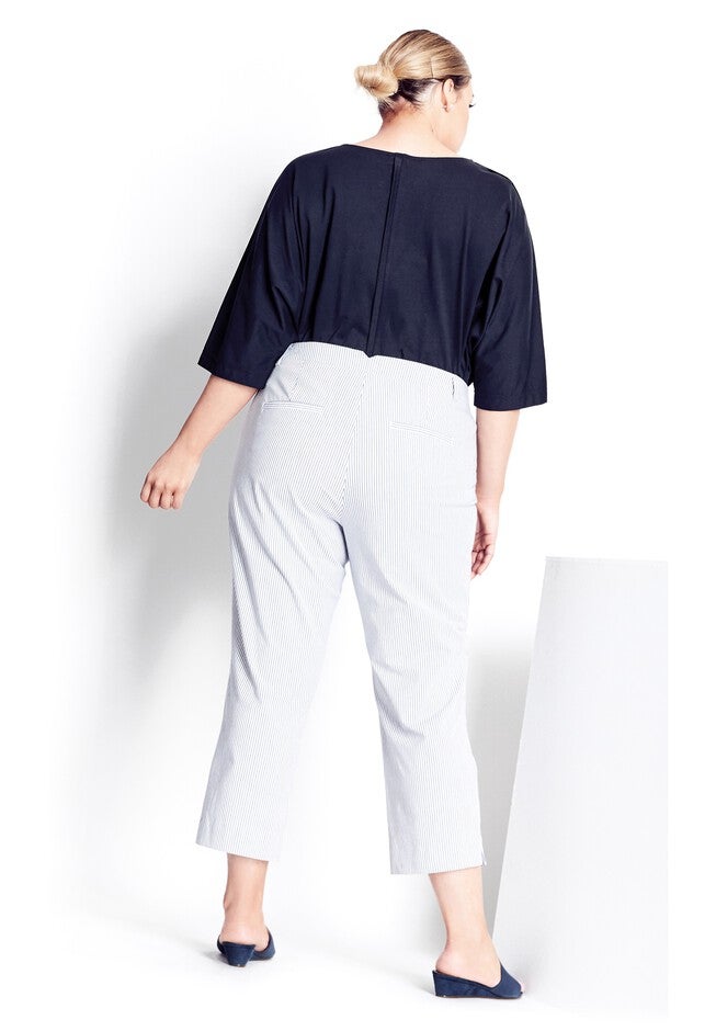 Blake Crop Stripe Pant - white, WHITE, alternate image number null