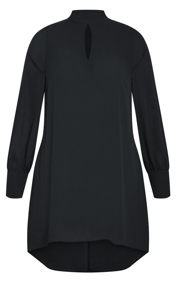 Neck Tie Tunic - black, BLACK, alternate image number null