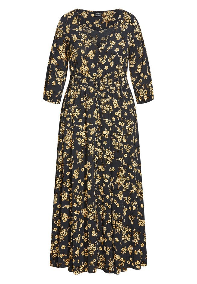 Desire Print Maxi Dress - black yellow, BLACK, alternate image number null