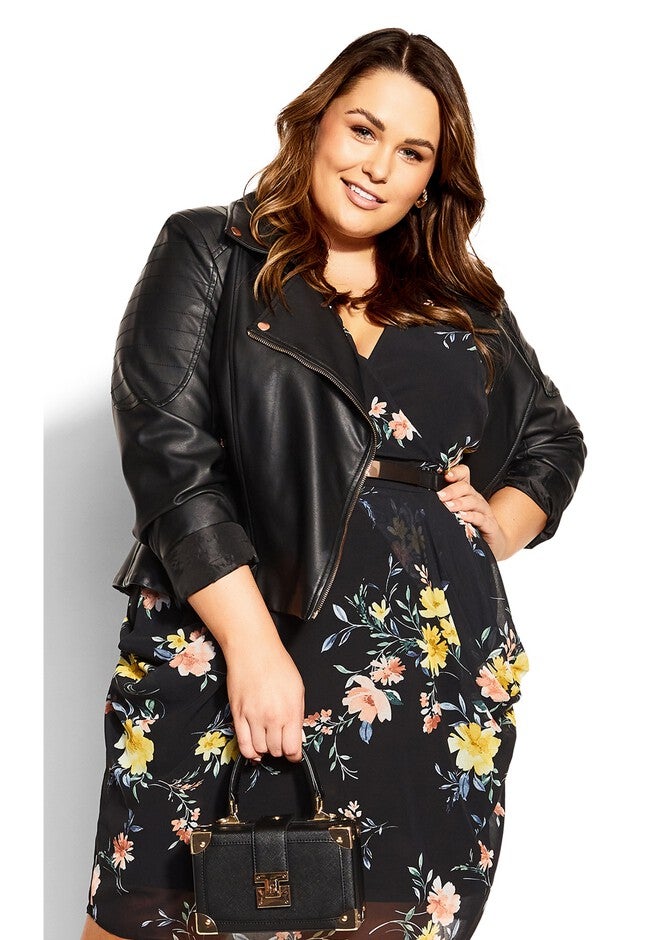 Color Wrap Print Dress - black, BLACK, alternate image number null