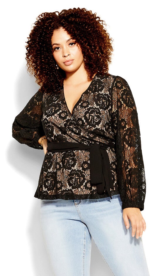 Lace Fly Away Top - black, BLACK, hi-res image number 0