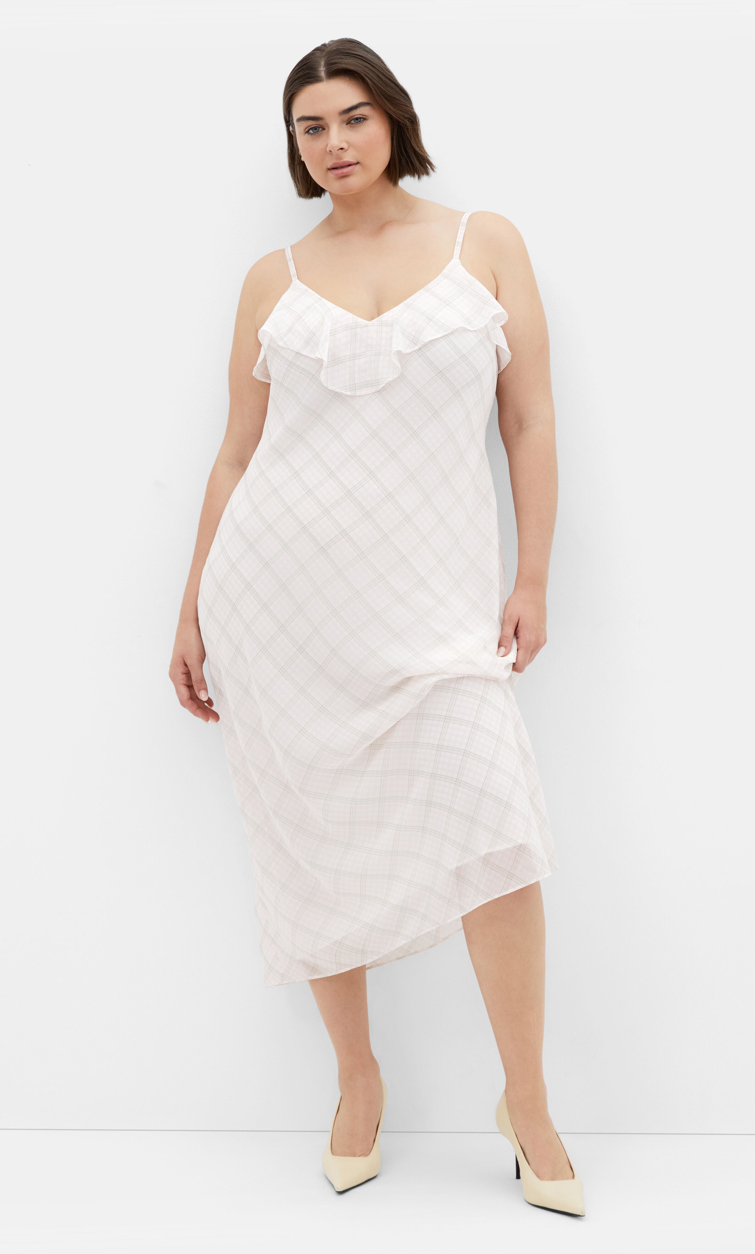 Ria Gingham Dress - ivory