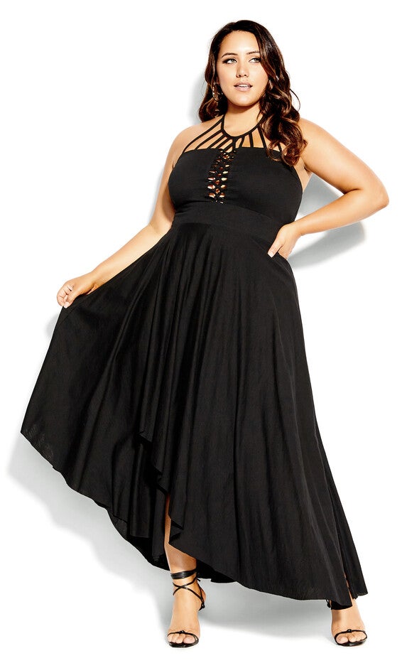 Plait Detail Maxi Dress - black, BLACK, hi-res image number 0