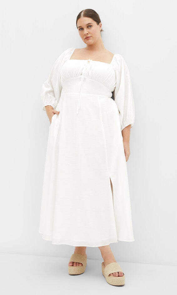 Abbigail Elbow Sleeve Dress - ivory, WHITE, hi-res image number null