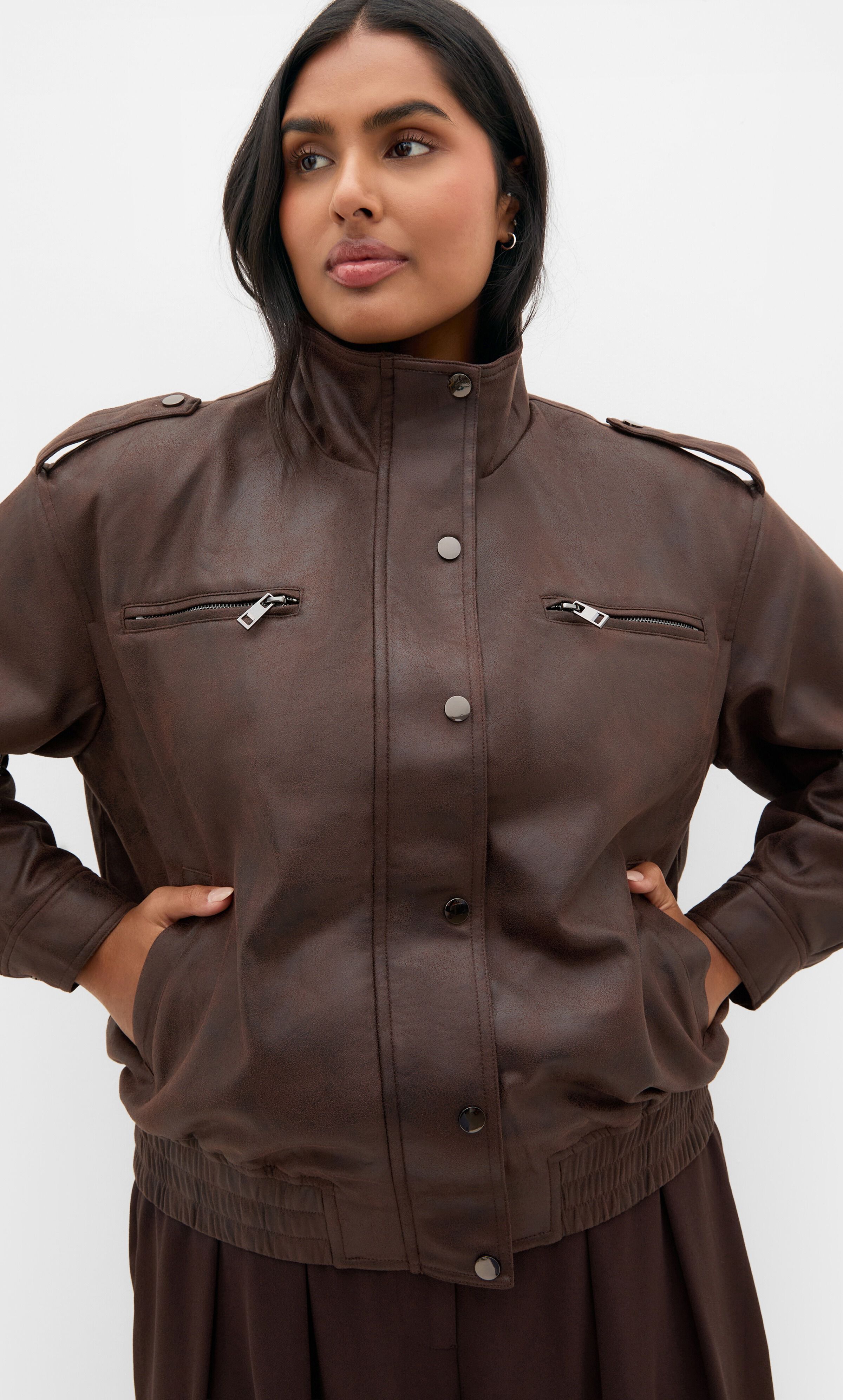 Jorja Bomber Jacket, BROWN, alternate image number 2