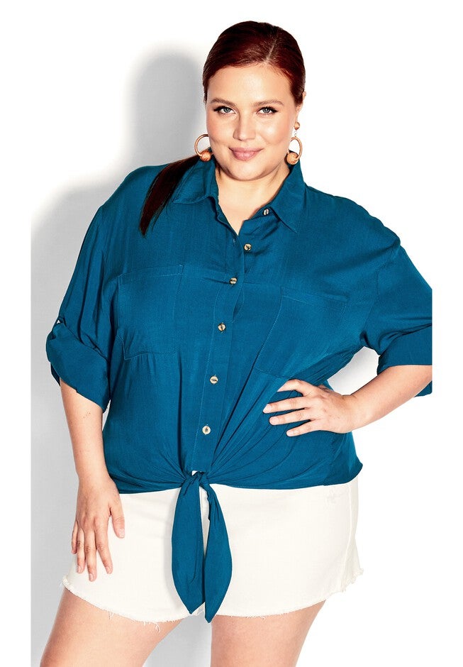 Tropical Tie Top - blue, BLUE, hi-res image number 0