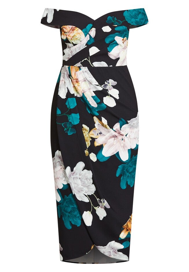 Floral Glow Maxi Dress - black, BLACK, alternate image number null