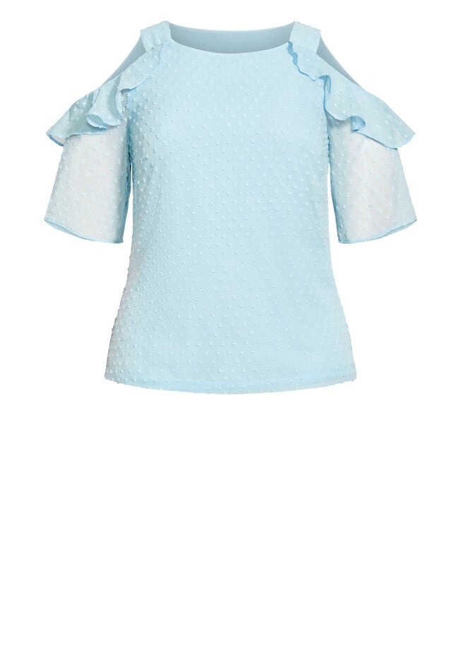 Dobby Sleeve Top - sky, BLUE, alternate image number 4