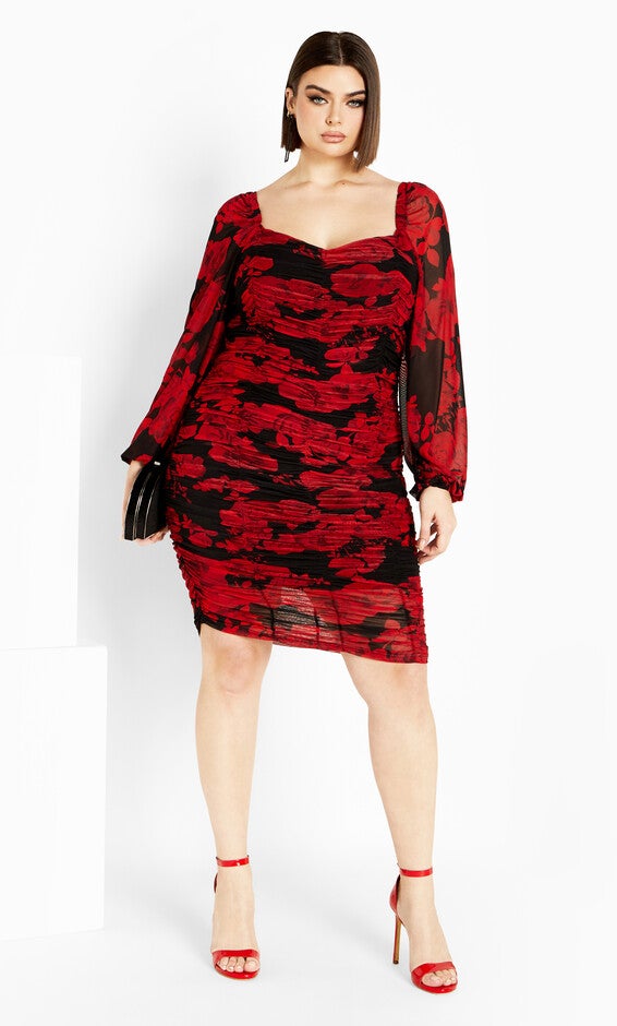 Alia Print Dress - black, ROSE PRINT, alternate image number null