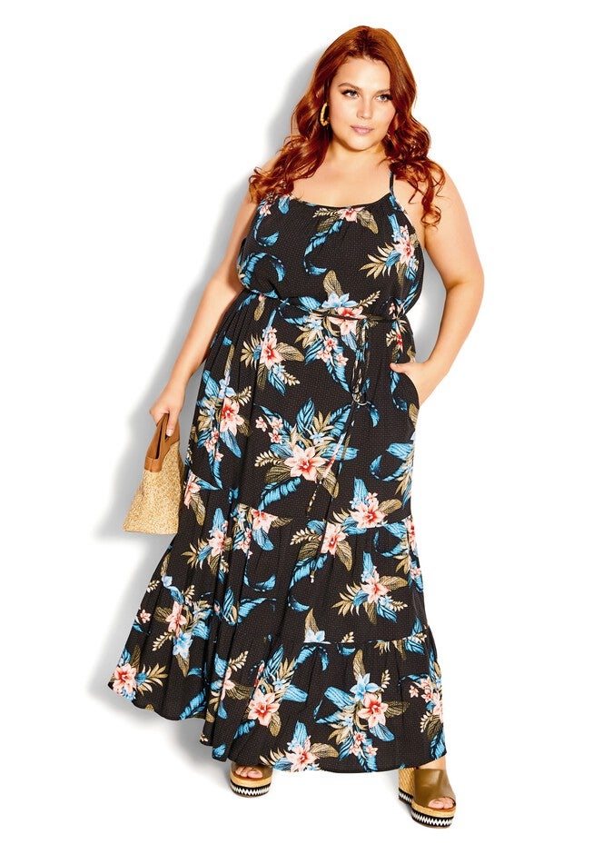 Azores Botanica Maxi Dress - black, BLACK, hi-res image number null