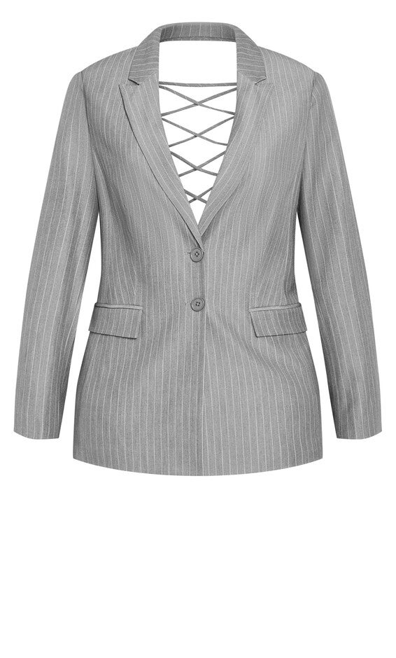 Jazmin Pinstripe Jacket - silver, GREY, alternate image number 4