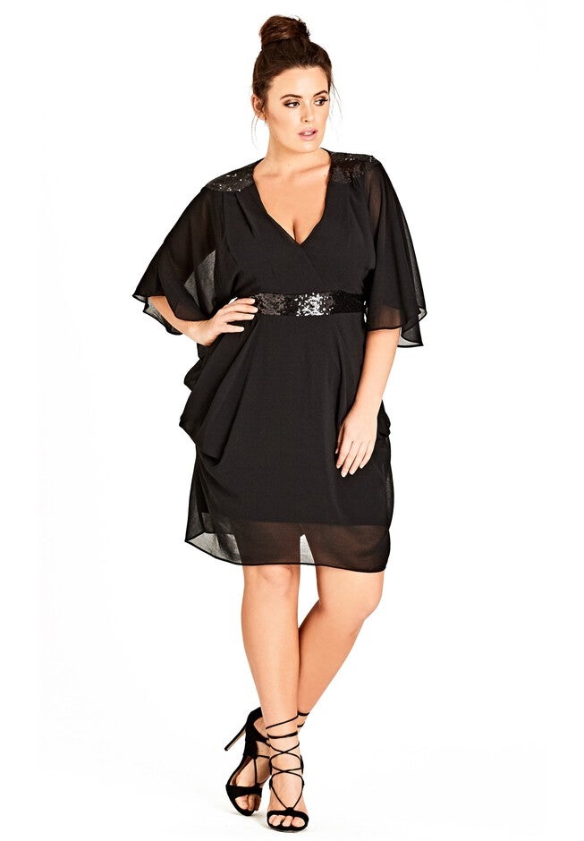 Sequin Wrap Dress - black, BLACK, on-hover image number null