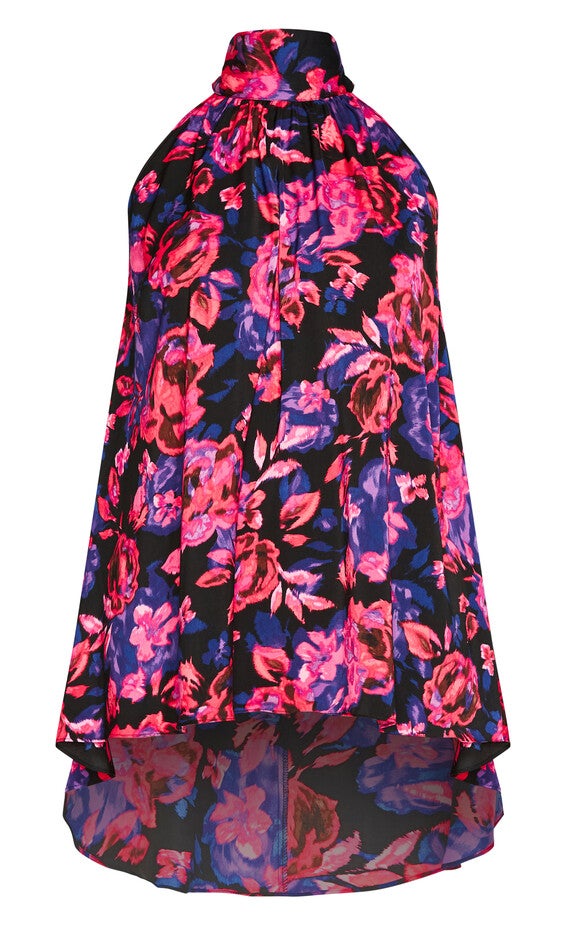 Hi Lo Shine Print Tunic - black pink, PURPLE, alternate image number null