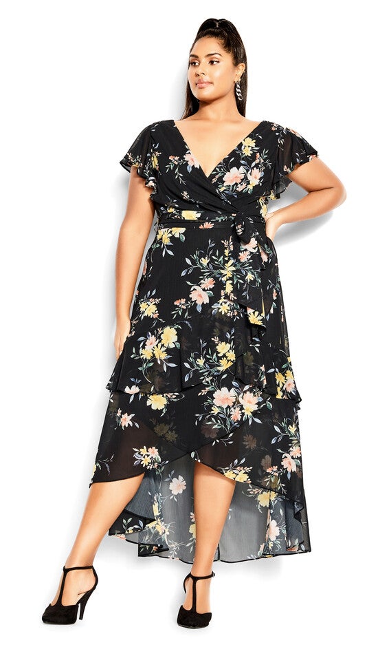 Flirty Tier Print Maxi Dress - black, GREY, alternate image number 2