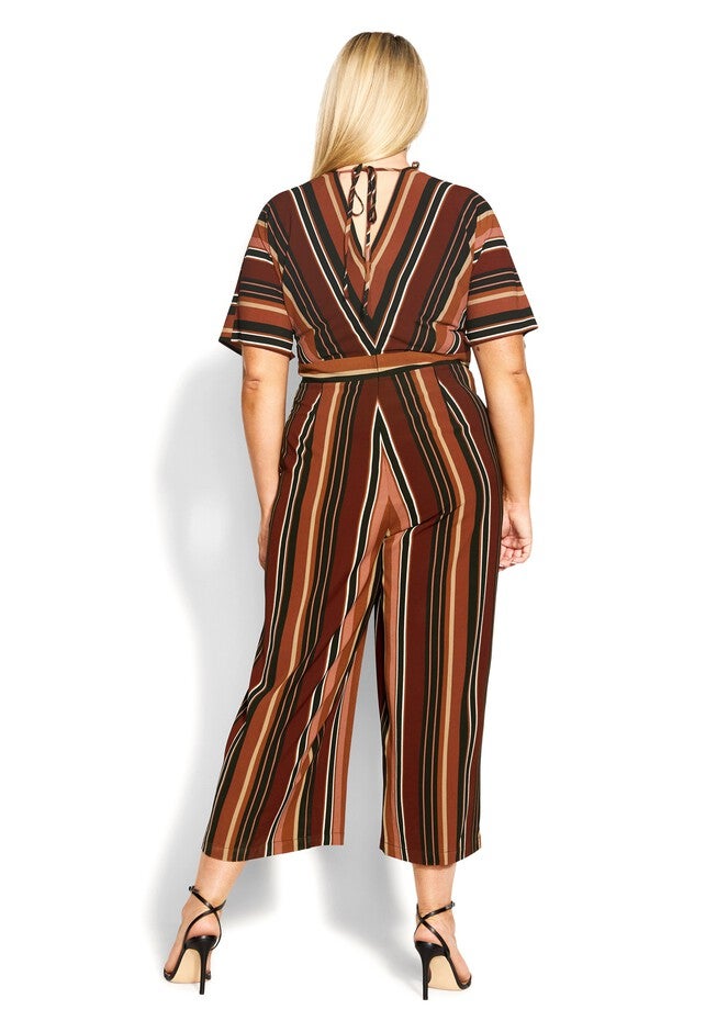 Tan Stripe Jumpsuit - tan, BROWN, on-hover image number null