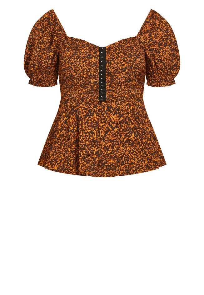 Quirky Print Top - tangerine, ORANGE, alternate image number null
