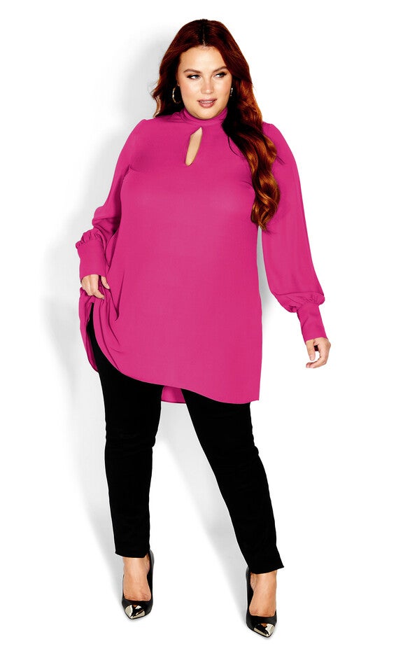Neck Tie Tunic - sangria, SANGRIA, alternate image number 2