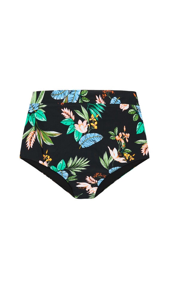 Izzy Hi Waist Print Bikini Brief - tropical foliage, GREY, alternate image number 4
