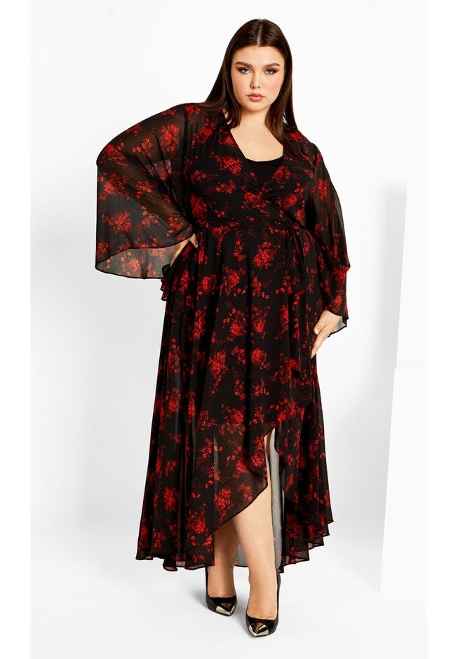 Julissa Print Maxi Dress - berry, AMOUR, on-hover image number 1