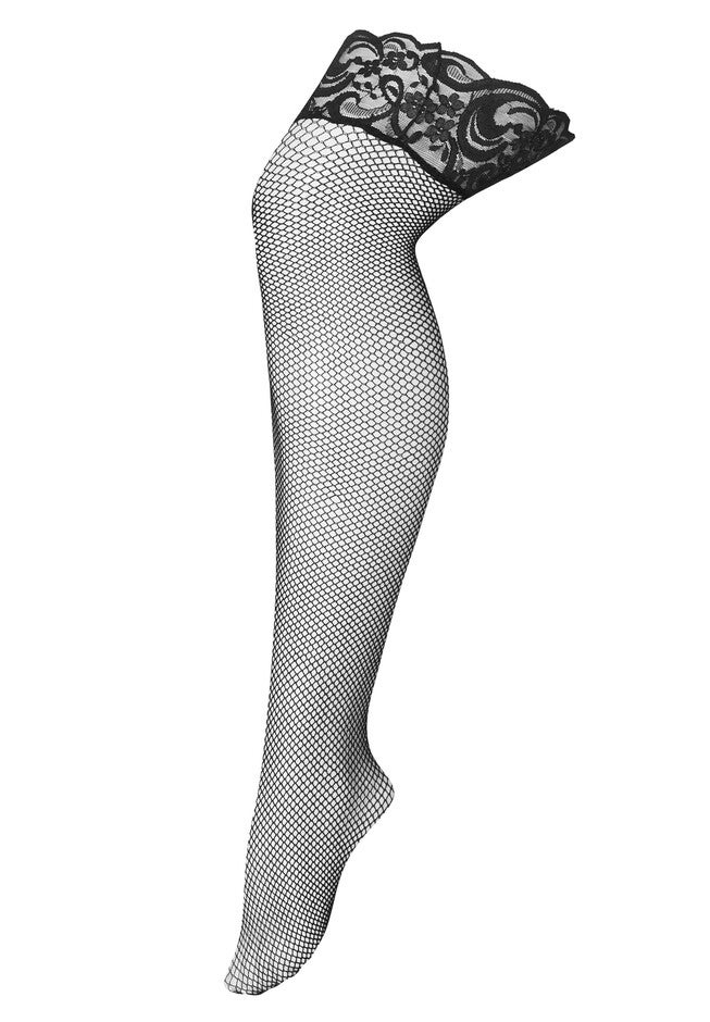 Thigh High Fishnets - black, BLACK, hi-res image number 0