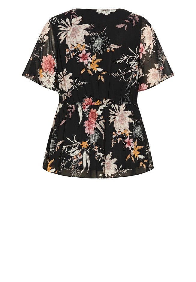 Tori Print Top - black, GREY, alternate image number null