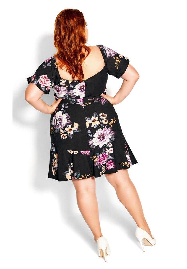 Ariana Floral Dress - black, BLACK, alternate image number null