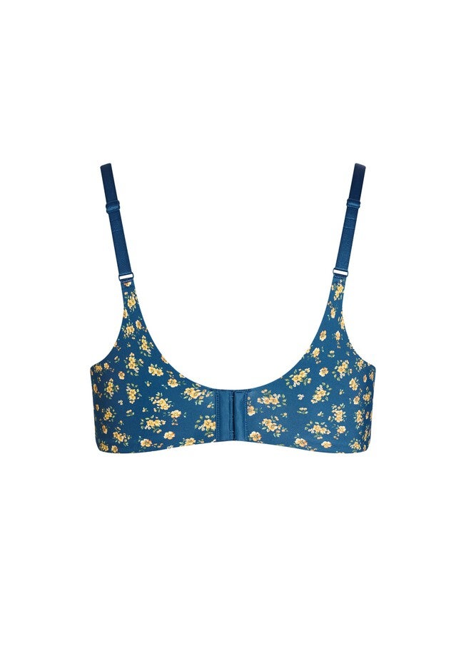 Print T-Shirt Bra - teal floral, BLUE, alternate image number null