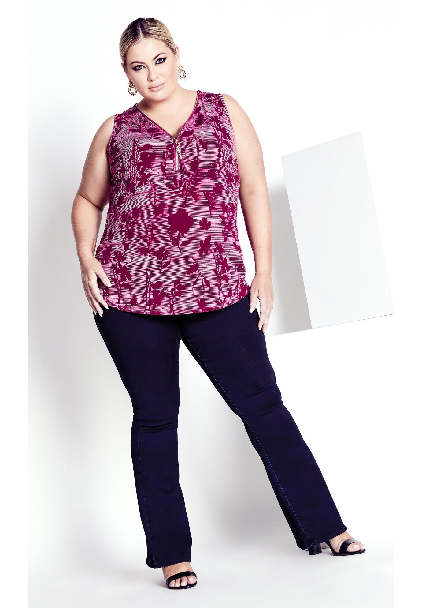 Liana Print Top, BERRY BLURRED FLORAL, hi-res image number 0