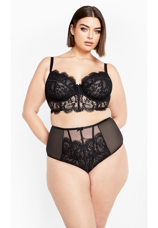 Arabella Longline Underwire Bra - black, BLACK, on-hover image number null