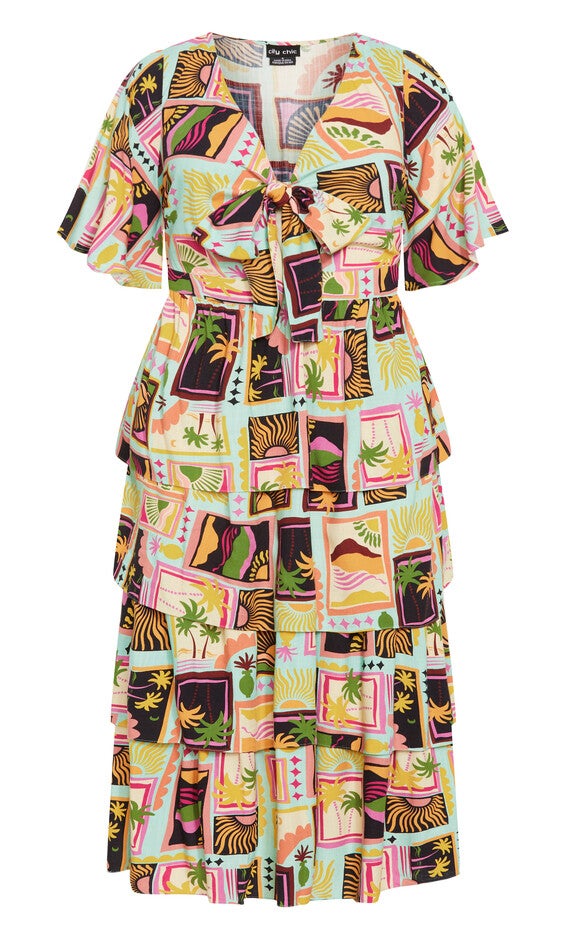 Ana Tie Dress - beige, POSTCARDS, alternate image number 3