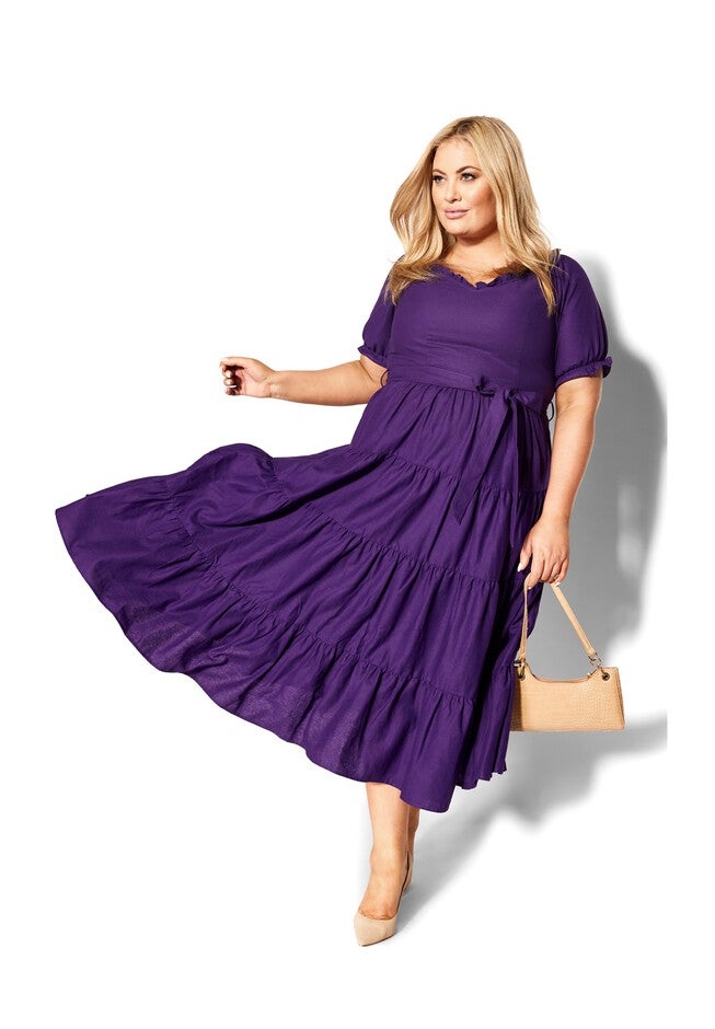 Puff Sleeve Maxi Dress - petunia, PURPLE, hi-res image number null