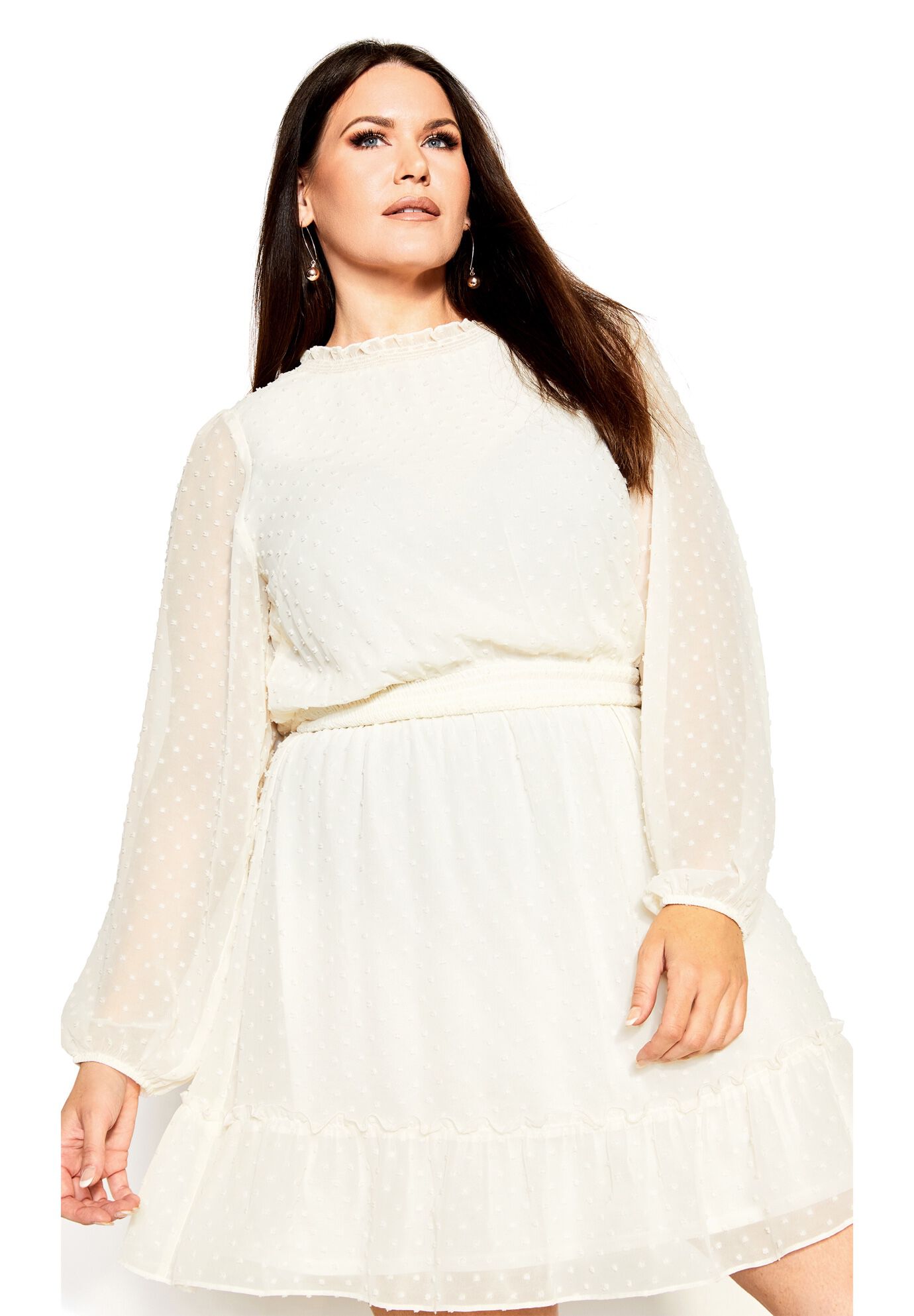 Dobby Tiered Dress - vanilla, WHITE, alternate image number 2
