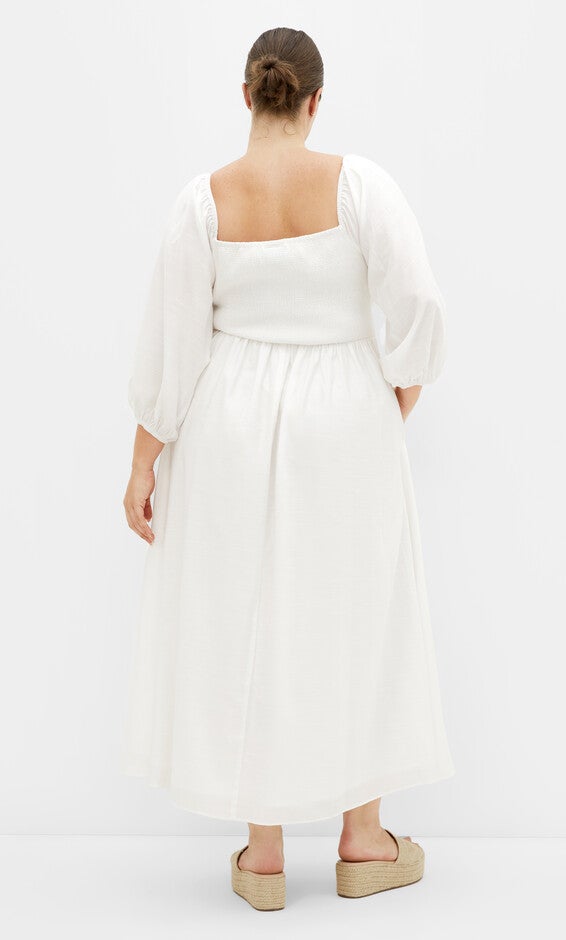 Abbigail Elbow Sleeve Dress - ivory, WHITE, alternate image number null