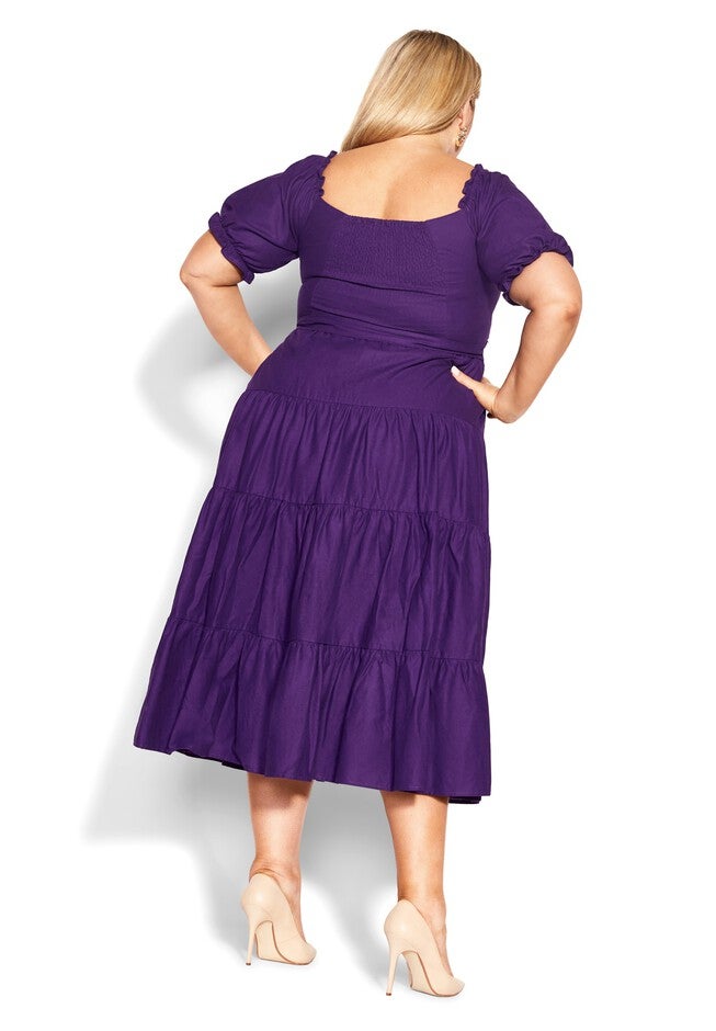 Puff Sleeve Maxi Dress - petunia, PURPLE, alternate image number null