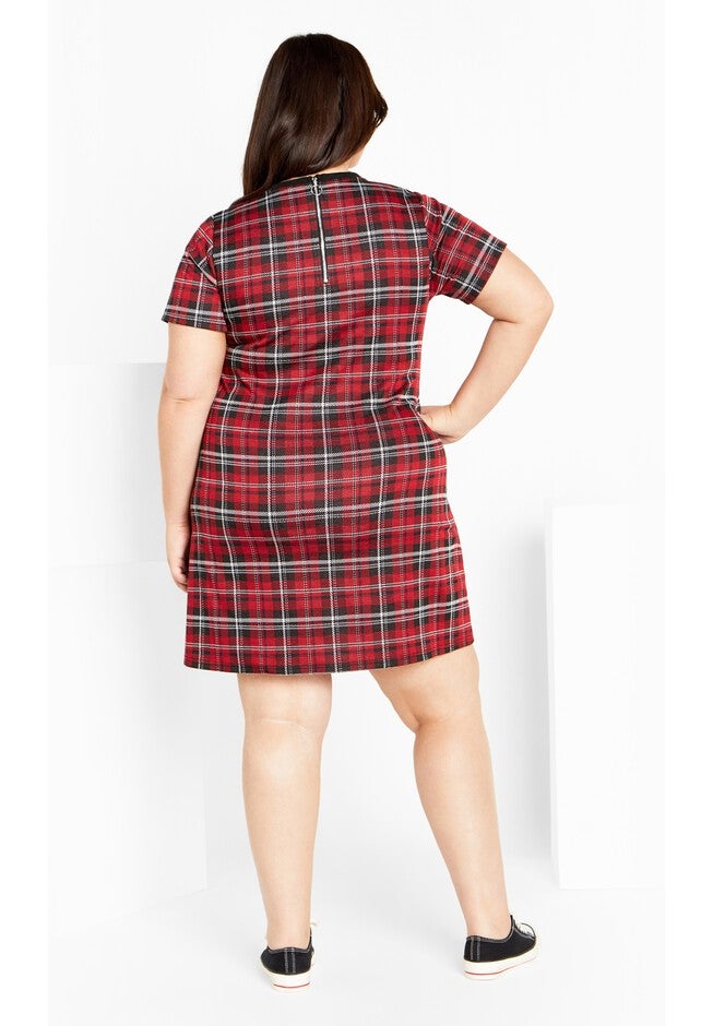 Check Love Shift Silhouette Mini Dress - red, RED, alternate image number 2
