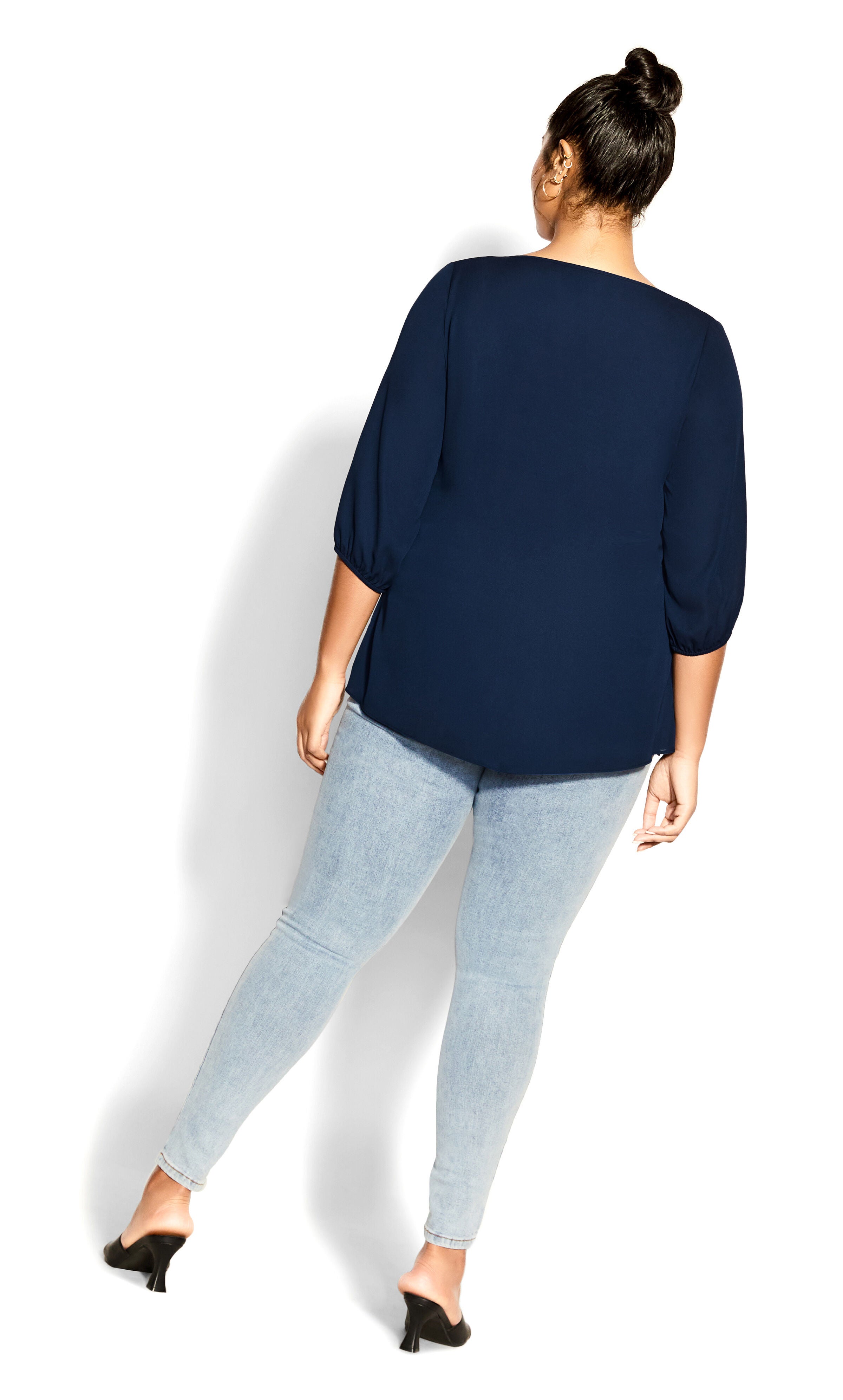 Sexy Fling Elbow Sleeve Top - navy, BLUE, alternate image number 4