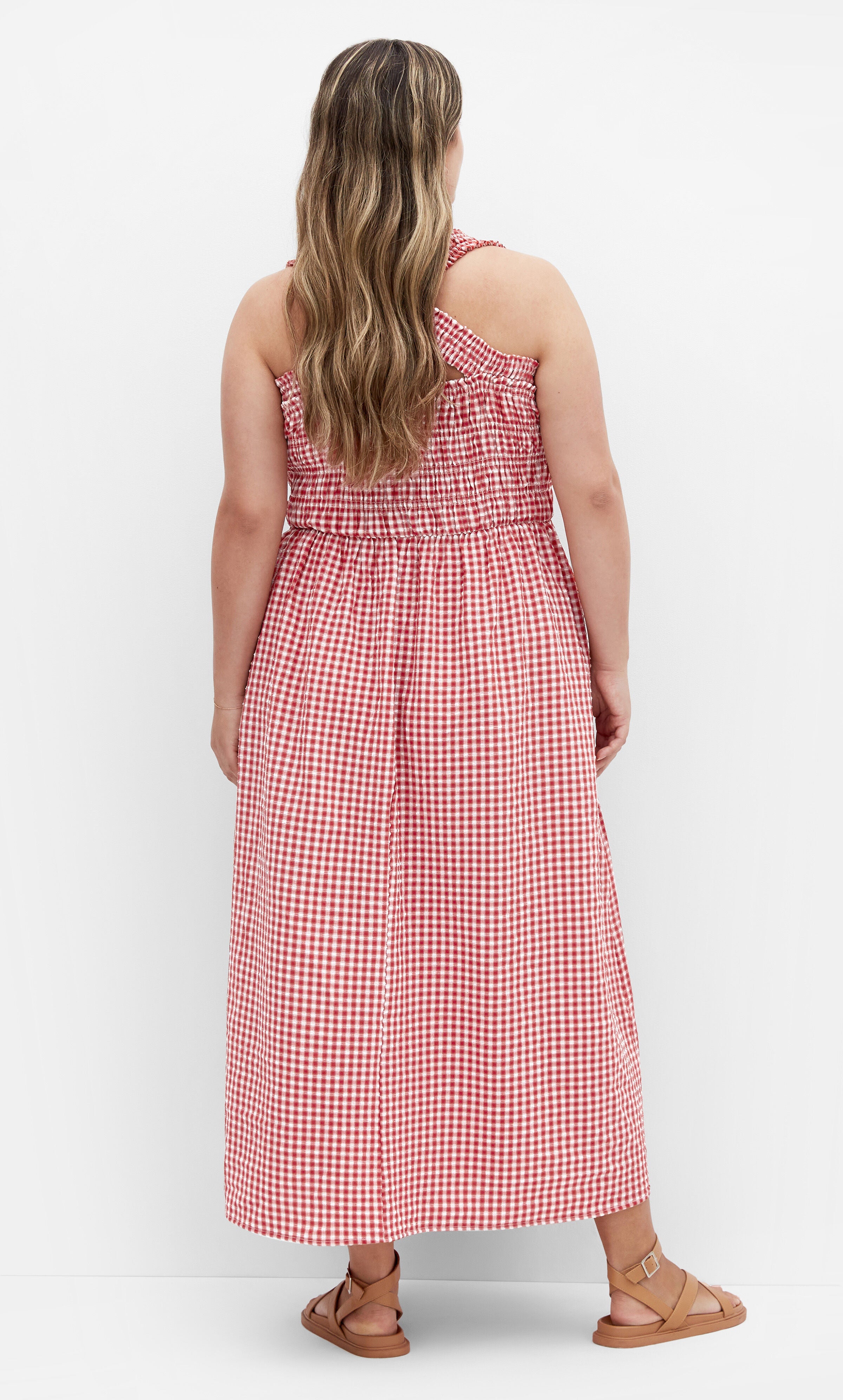 Cute Gingham Maxi Dress - red, RED, alternate image number 2