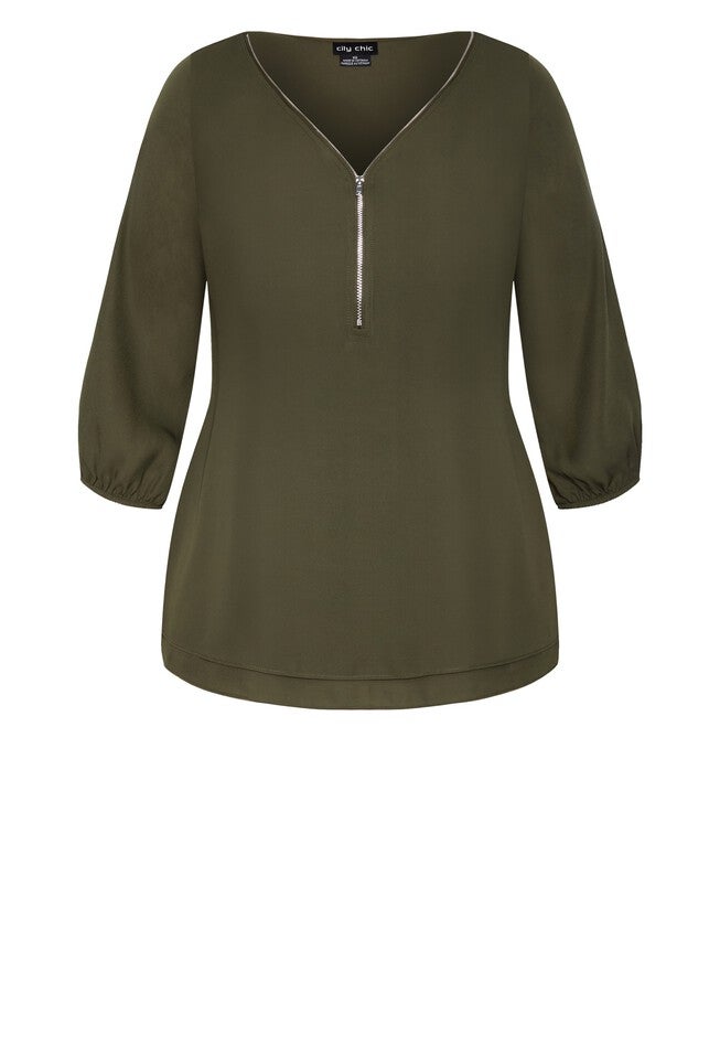 Sexy Fling Elbow Sleeve Top - jungle, GREEN, alternate image number null