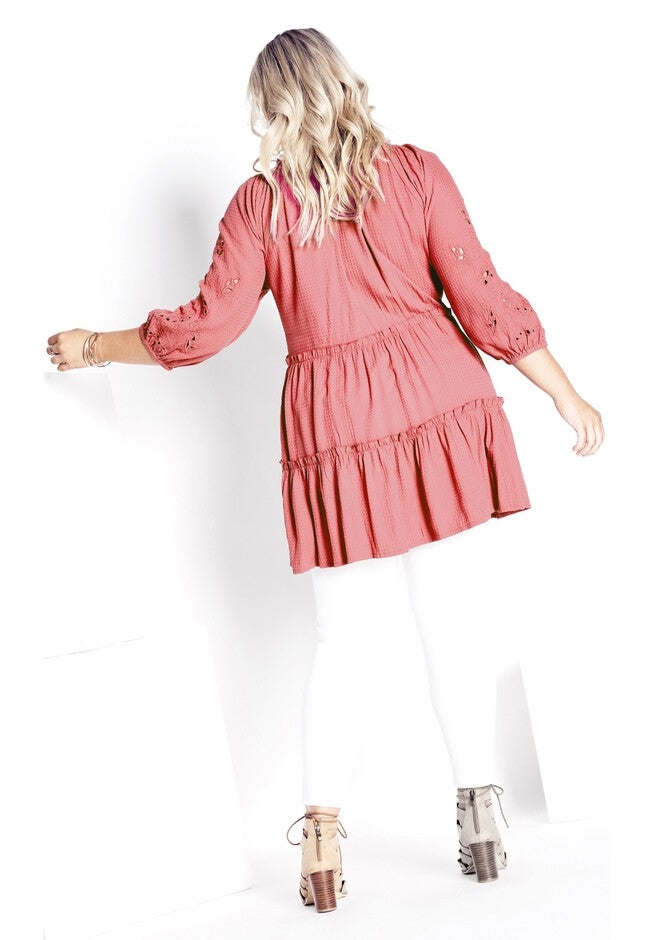 Clover Cut Work Tunic, HIBISCUS, on-hover image number null