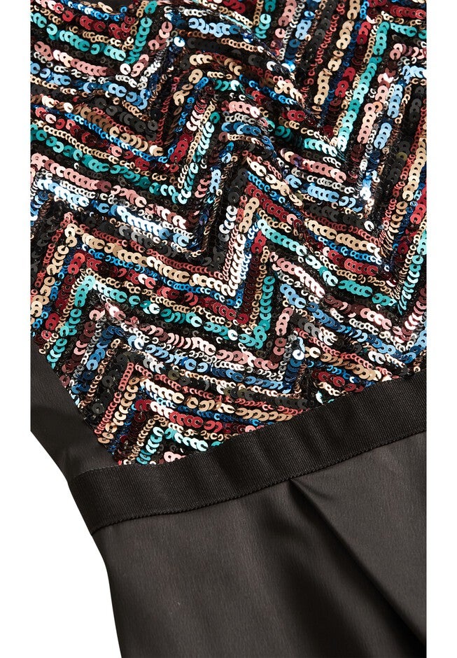 Sequin Bodice Dress - multi, BLACK, alternate image number 5